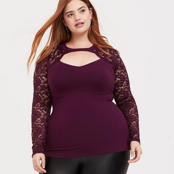 Torrid Choker Neck Lace Sleeve Top NWT Size 0X - Picture 2 of 5